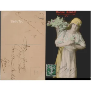 Femme avec une hotte Bonne année...  1907