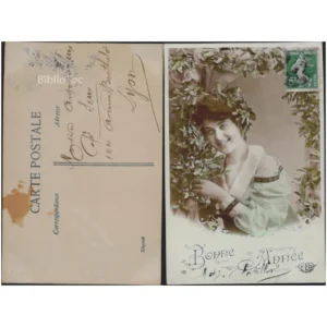 Femme sous le gui Bonne année...  1905