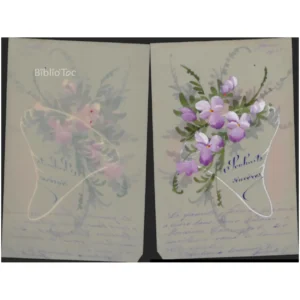 Carte postale celluloïd Violettes Souhai...  1918