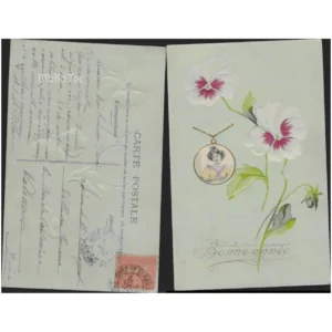 Pensées et femme dans un médaillon Bonne...