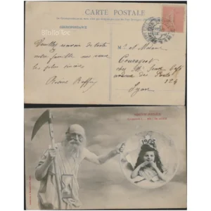 Le temps faux et sablier Enfant en médai...  1905