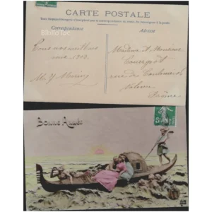 Couple Gondole Bonne année...  1909