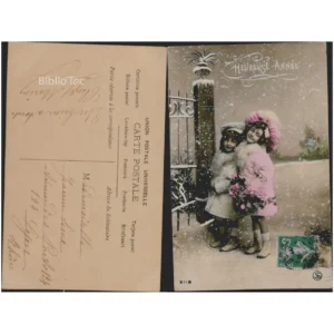 Fillettes sous la neige Heureuse année...