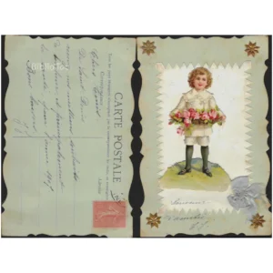 Garçon Corbeille de roses Soie Découpis...  1907